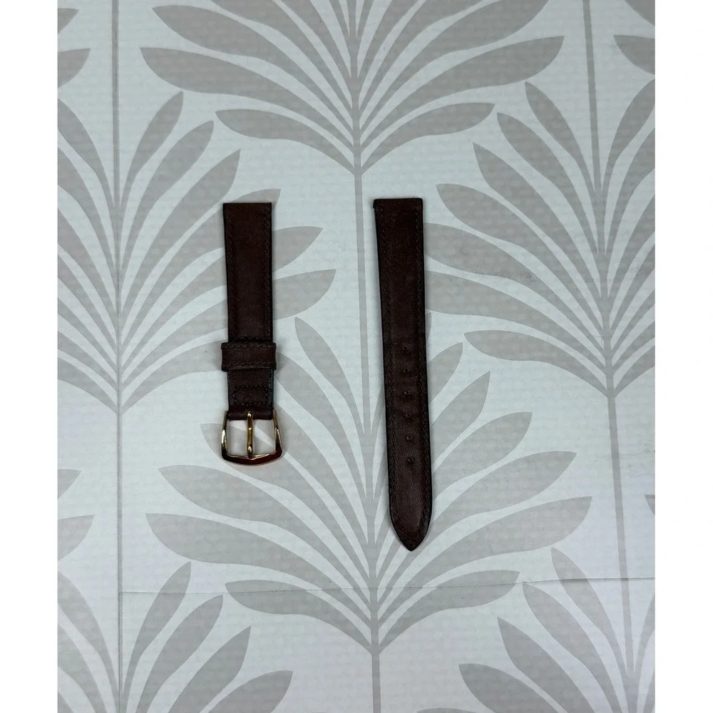 Polo Ralph Lauren Brown Leather Watch Strap 18mm Gold Tone Buckle Replacement
